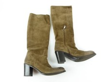 Prada Damen Schuhe Stiefel Gr. 38,5 Lederstiefel Echtleder Braun (W)