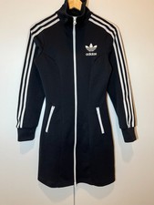 ADIDAS  FIREBIRD Mantel Longjacket Jacke Damen Schwarz Weiß Gr. 36 Retro Vintage