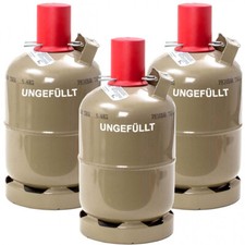 3 Stck. (36,50 €  / 1 Stck.) Propan-Gas-Flasche 5kg leer Neu Camping