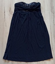 ESPRIT Trägerloses Abendkleid Cocktailkleid Bandeau Pailletten Schwarz Chiffon S