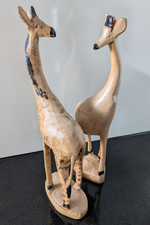 2 Giraffen Holz aus Südafrika Musterung verblasst für Bastler Höhe ca. 30 cm