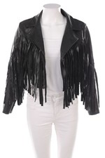 NEW COLLECTION Kunstlederjacke Lederjacke Faux Leather Fransen S schwarz