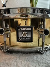 Snare Drum, Sonor S class Maple, Golden Foliert, Eingebauter Dämpfer