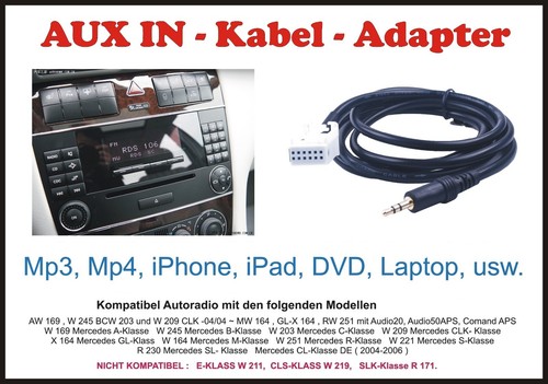 Aux adapter kabel - aux,