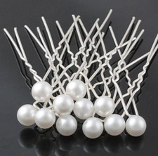 12 Perlen Haarnadeln ~*~ Weiß ~*~ Haarschmuck Brautschmuck Hochzeit Kopfschmuck