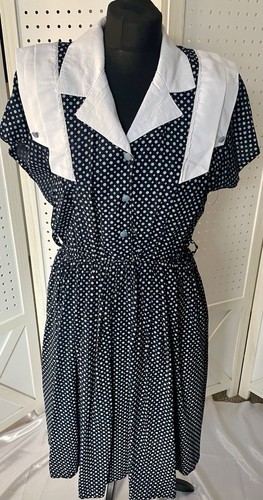 Vintage 70s navy white - vintage, polka