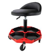 HASKYY Werkstatthocker mit Rückenlehne höhenverstellbar Praxishocker auf Rollen