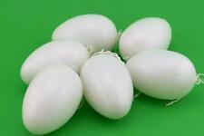 6er Kunststoffeier Groß 8cm Ostereier mit Band zum bemalen weiß Osterdeko Dummy