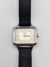 Fossil Damen Uhr JR-9375 Edelstahl Rechteck Lederarmband – funktionstüchtig