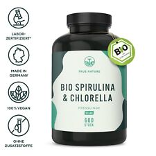 Bio Spirulina & Chlorella Tabletten – 600 Presslinge, Eisen & VB12, TRUE NATURE®