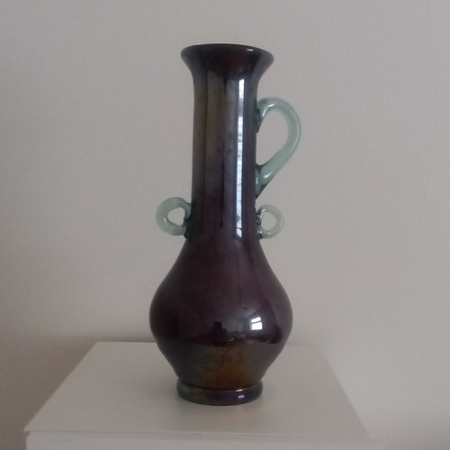 Braune glasvase mit griffen - glasvase,