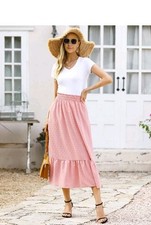 Damen Boho Maxi Rock hohe Taille A-Linie gestaffelt  Party Mode  Mega Röcke Neu