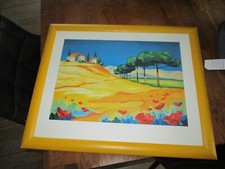 TOSKANA-Landschaftsbild im Format 45x35 cm mit gelben Rahmen