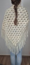 Handarbeit Boho Poncho Schal Cape Fransen Hippie Ethno Strickarbeit