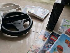 Nintendo Wii Konsole Schwarz + Wii Fit Lenkrad + 9 Spiele Wii fit Balance Board 