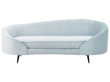 3er Sofa Samt blau gebogen