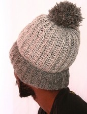 Strick Mütze XL mit Bommel