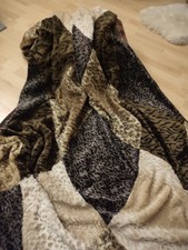 Heimdecke Mikrofaser Patchwork Felloptik 200x150 Braun/Beige/Grau mit Fleeceupsi