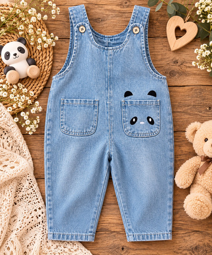 Baby latzjeans denim - denim, tiermotiv