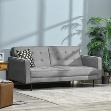 HOMCOM Schlafsofa 3-Sitzer Bettsofa mit Schlaffunktion verstellbar Vintage