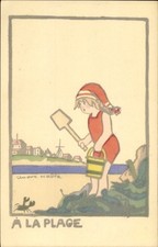 Künstler Ak Kind mit Schaufel und Eimer am Strand - 4587979