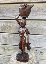 40cm Antik massiv Holz  Statue Bali Frau Asien Brust Nackt Erotik Feng Shui