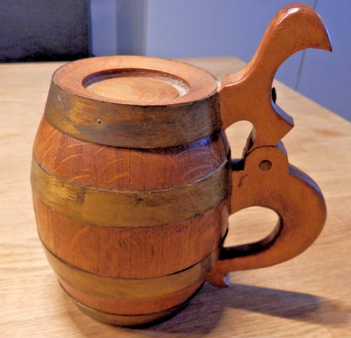 Vintage holz bierkrug - holz, m