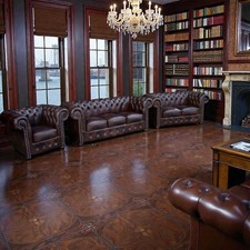 Chesterfield leder Garnitur