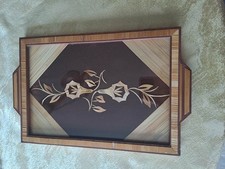 DDR Tablett Strohbild Vintage Holz