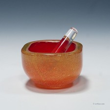 Schale aus rotem Sommerso Glas, Flavio Poli für Seguso Murano 40er Jahre