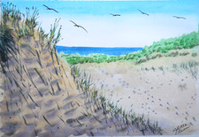 Original aquarell dünen sand - aquarell,