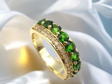 GJ69 * CHROMDIOPSID 1,14ct EDELSTEIN RING (21) 17x DIAMANT 0,17ct ZERT.! 925er S