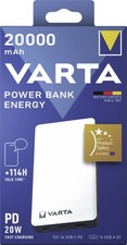Varta Powerbank Energy 20000 mAh +Ladekabel Schwarz Weiss 74 Wh Kapazität