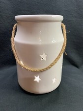 Boltze Windlicht 137442/01 Keramik weiß mit Sternen H=26 cm D=18 cm, alles dran