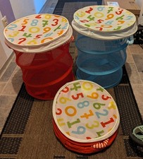 3x Ikea Spielzeugtonne Höhe 47 cm Durchmesser 36 cm 2x Rot 1x Hellblau