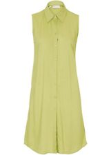 STYLISHE FRAUEN-BLUSE ÄRMELLOS KENT-KRAGEN LANGE SCHLITZE BLUSEN Gr. 36 38 40 42