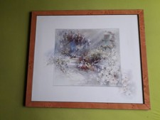 Großes Wandbild 65x55 cm Gemälde W. Haenraets rosenholzf. romant. Blumenmotiv