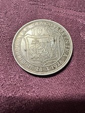Tschechoslowakei 10 Kronen Kc 1928 auf Tomas  G Masaryk,  Silber