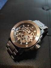 FOSSIL ME3081 Modern Machine Uhr - 45mm Automatik Silber Skeleton Neuwertig