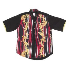 LECHE Herren Hemd Schwarz Crazy Pattern L