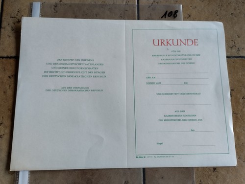 Urkunde ddr entlassung - ddr,