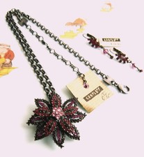 Konplott Kette silber "Rosa Rose" Swarovski Strassteine rosa rot neu