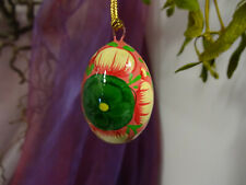 Ostereier Osterschmuck Ei Holz bemalt Blüten grün gelb rot Handarbeit Ostern 4