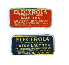 2x NADELDOSE "Electrola Tungstift-Nadel"   -leer- Needle-tin,Grammophon D368