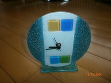 Vintage Glas Stand Uhr rund