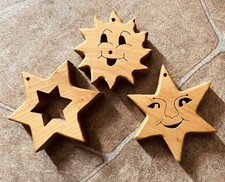 3 Holzsterne -  Fensterdeko