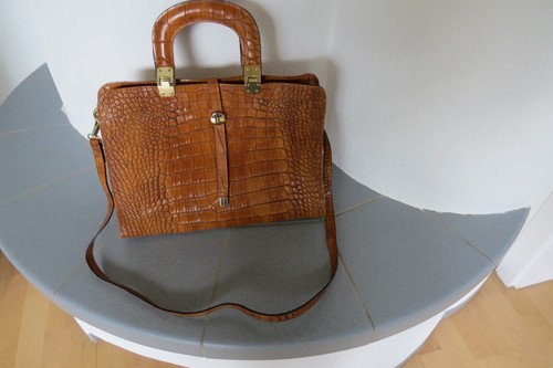 Handtasche braun krokooptik - handtasche,