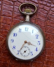 1890er Antike Minerva Schweizer Taschenuhr in Silber