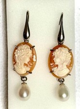 Vintage Muschel Kamee Ohrringe