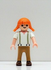 FRECHES MÄDCHEN KIND HOSENTRÄGER ZÖPFE ROT PLAYMOBIL zu Western Victorian 1900